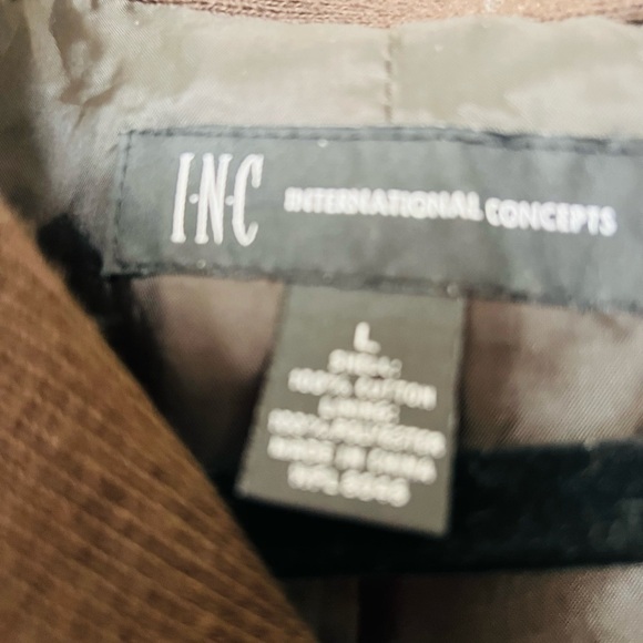 INC brown buttoned blazer size large.  Soft and stretchy - Picture 6 of 6